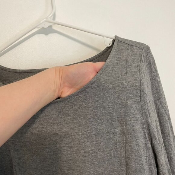 ANN TAYLOR Factory Heather Gray 3/4 Sleeve Puff Sleeve Balloon Sleeve Blouse Top - Picture 5 of 11